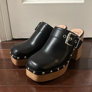 So Me black heeled clog with buckle size US10 NEW
